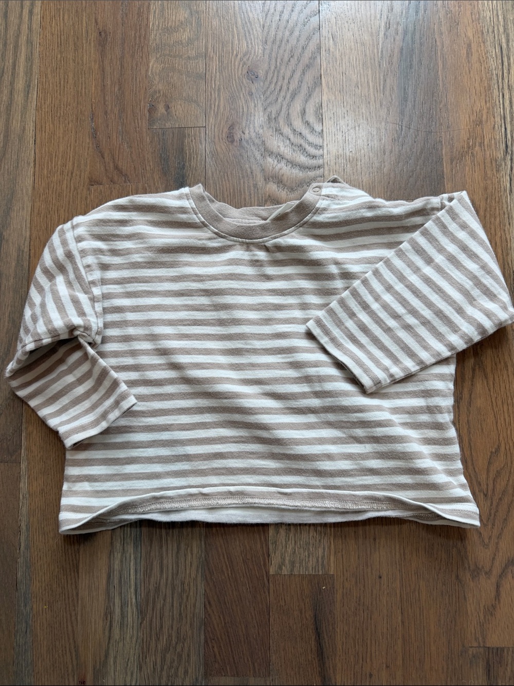 Rylee + Cru Striped Long-Sleeve Top in Cream and Tan